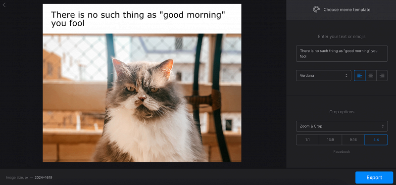 Edit font and crop custom meme