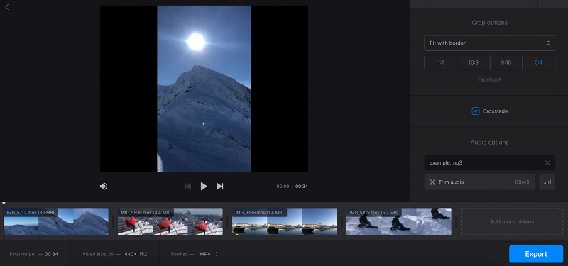 Set aspect ratio for video with jump cut