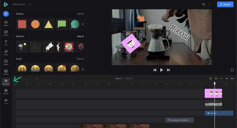 Annotate video with arrows shapes stickers gifs