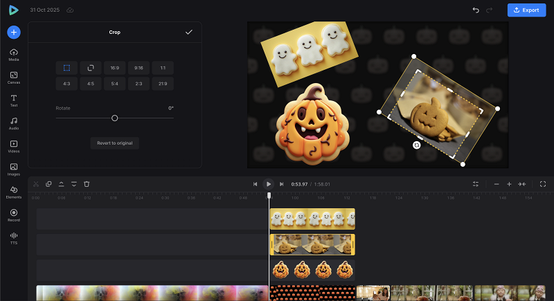 Arrange assets in a Halloween challenge video