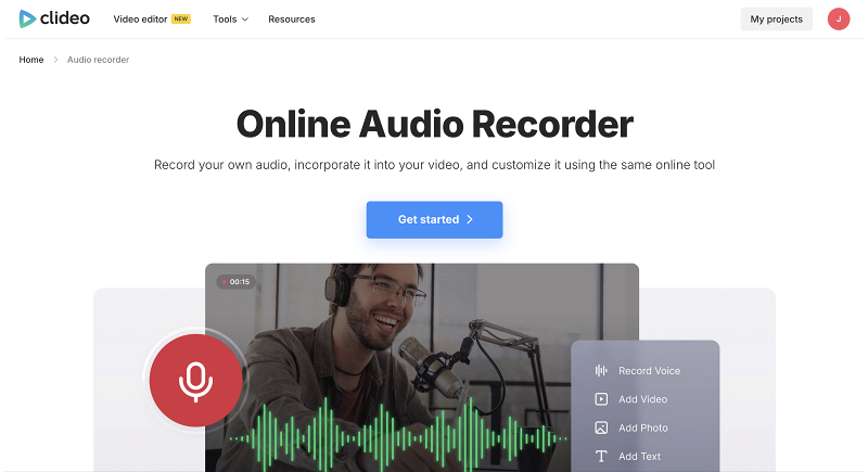 Audio recorder to record audio for video
