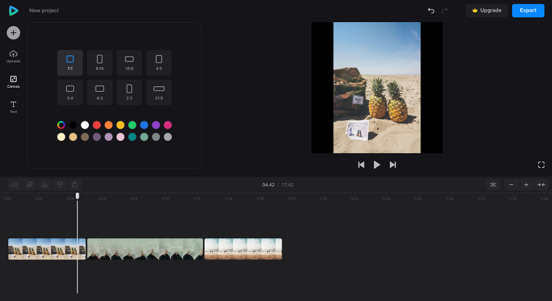 Change aspect ratio for combined photos and videos