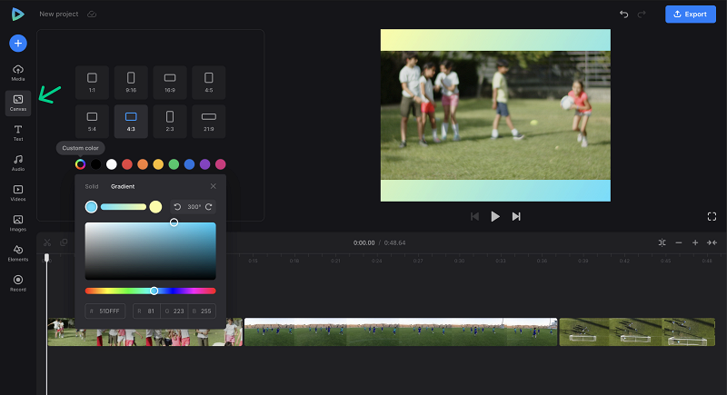 Change aspect ratio of a highlight video