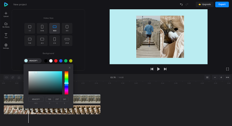 Change background color of meme video