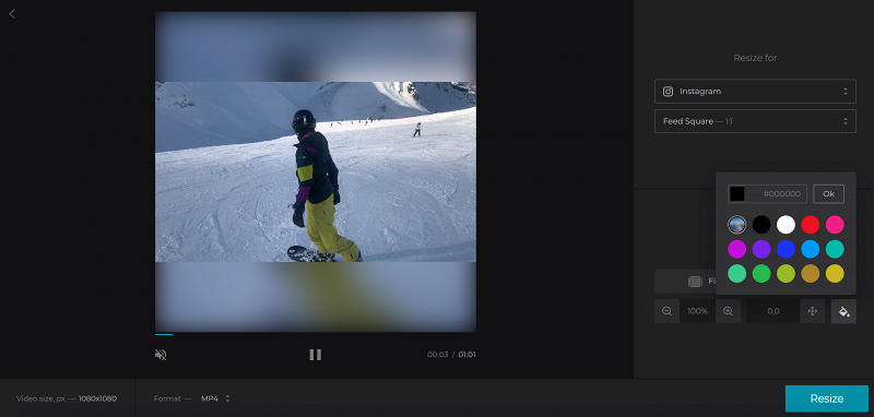 Choose background color to post on Instagram