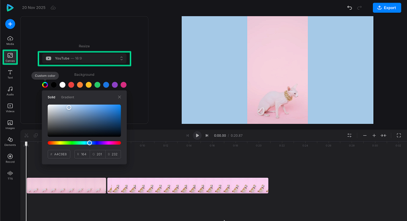 Change canvas of side by side video