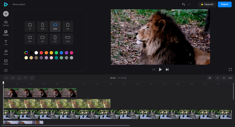 Select aspect ratio in GIF collage maker Change canvas to make GIF collage
