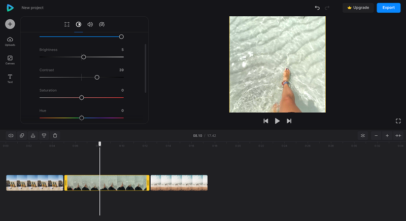 Change clip settings in combined video