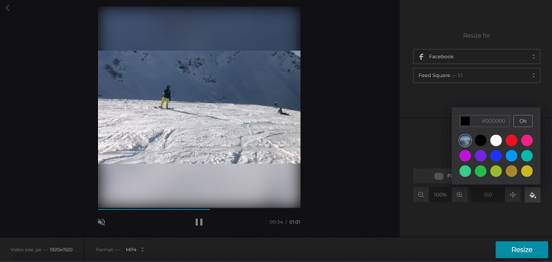 Change background color of the resized video