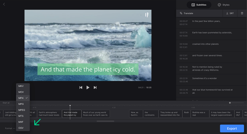 Change format for video with hardcoded subtitles