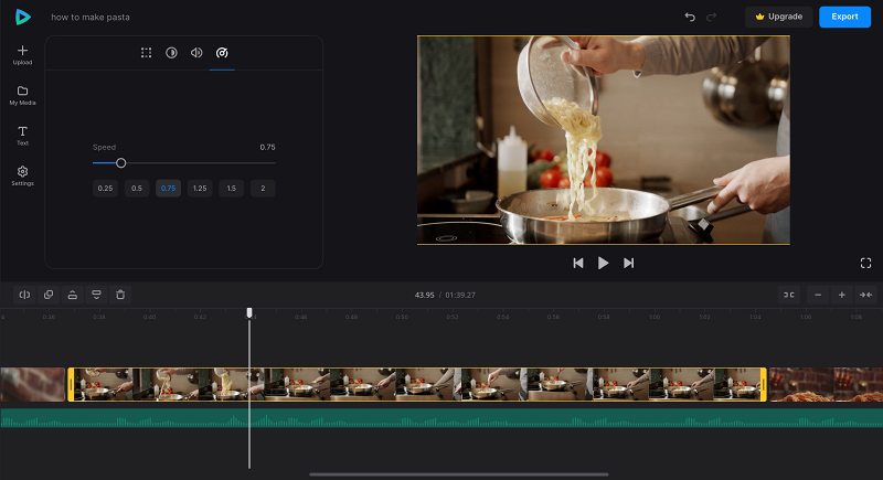 Change speed for cooking video
