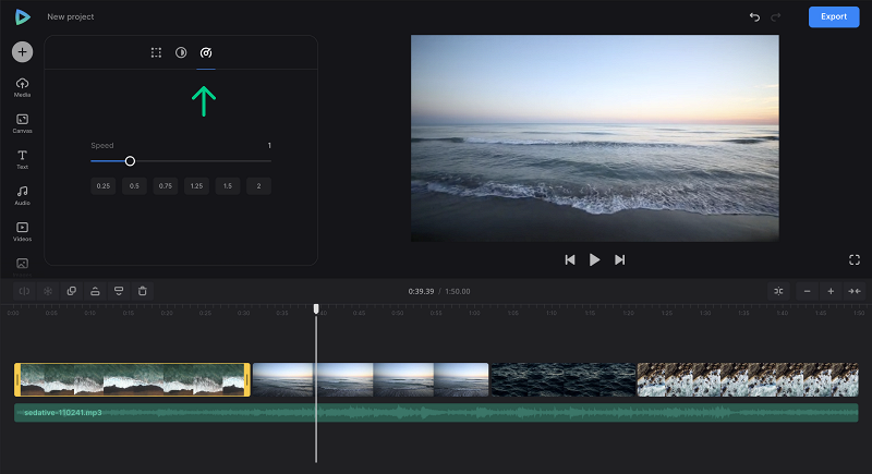 Change speed in video to upload music to YouTube