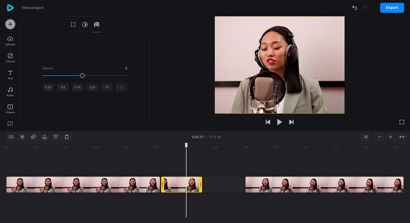 Change speed of review video clip