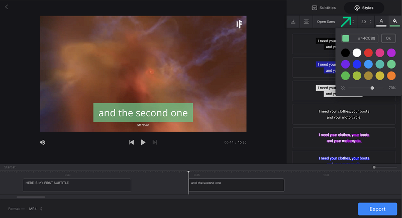 Change style of hardcoded subtitles