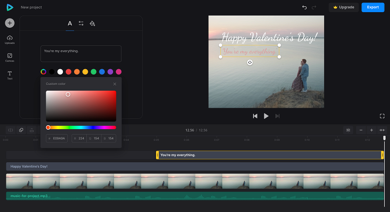  Change text color in Happy Valentine's Day font