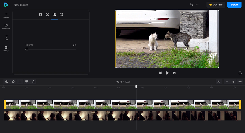 Mute video to change soundtrack Change volume to replace sound in video