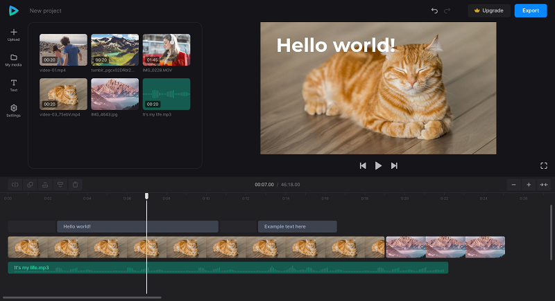 Create project in online video editor