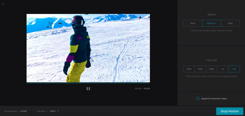 Adjust the video to create stop motion effect