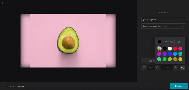 Crop resized picture for Instagram