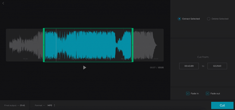 Trim audio extracted from MOV