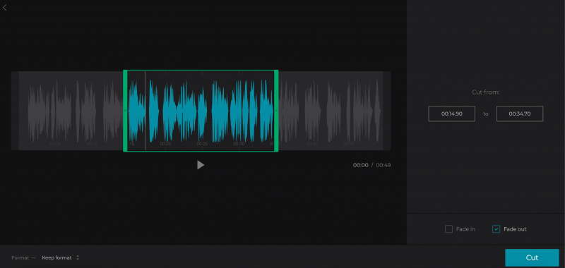 Cut the WAV audio by moving the markers