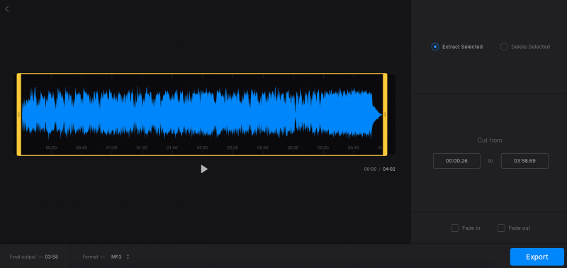 Cut the necessary part of MP3 from video