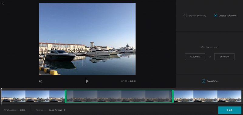 Cut out part of video on Samsung