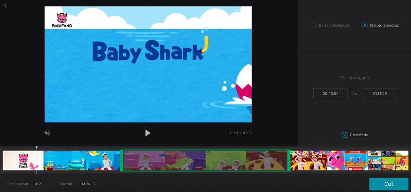 Use Clideo's splitter to cut out part of video