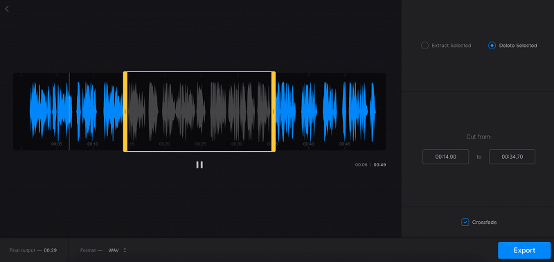 Trim out part of audio ripped from video