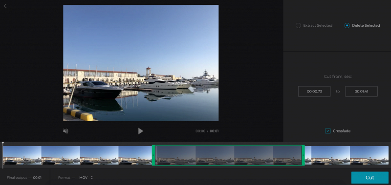 Choose the beginning and ending of the video to trim