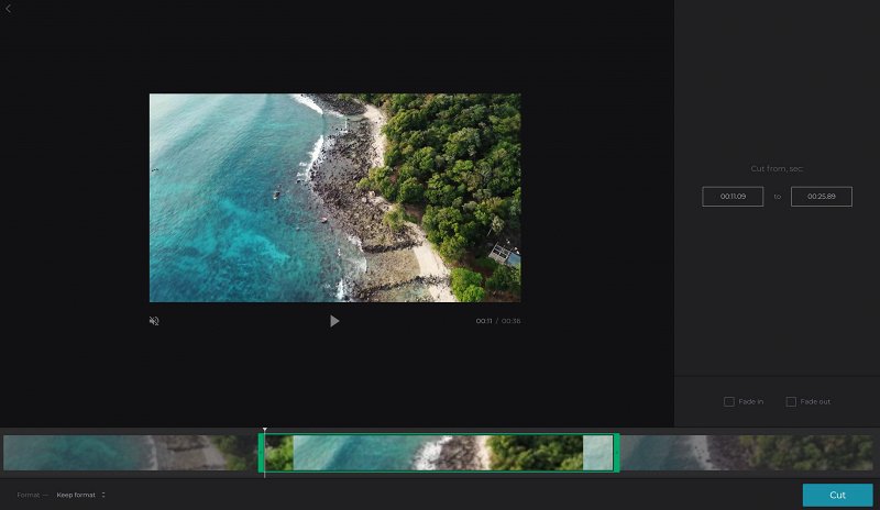 Trim the YouTube video by moving the markers