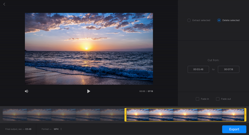 Delete to split video into parts