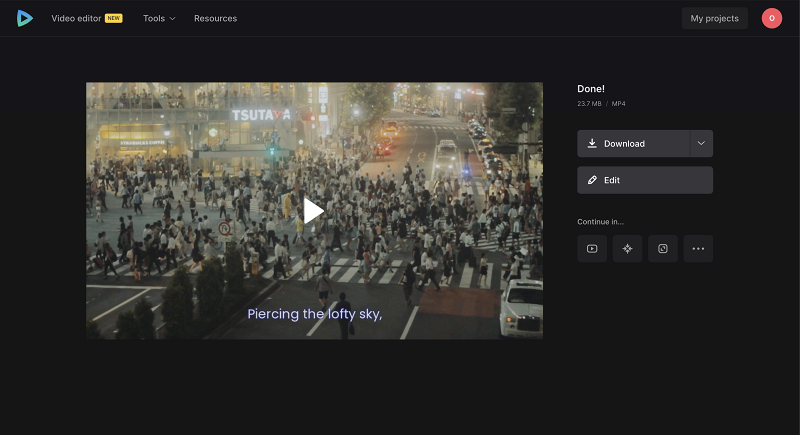 Download merged srt and mp4
