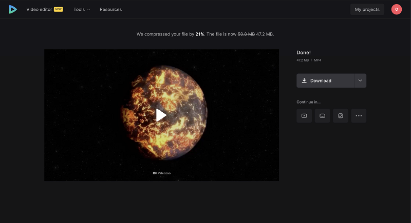 Download reduced MP4 file