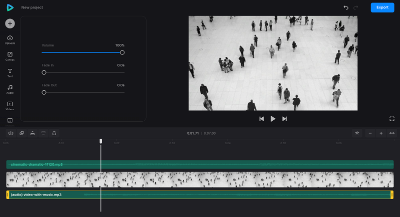 Edit audio track volume