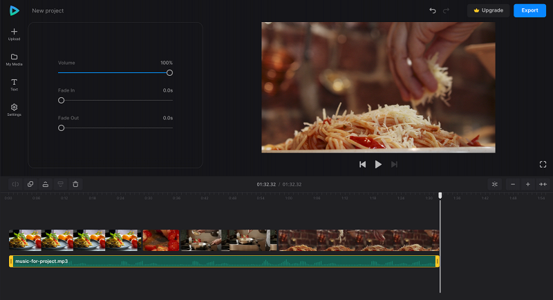 Edit audio for cooking video
