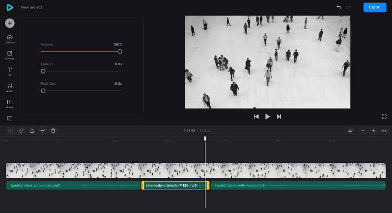 Edit audio replace clip