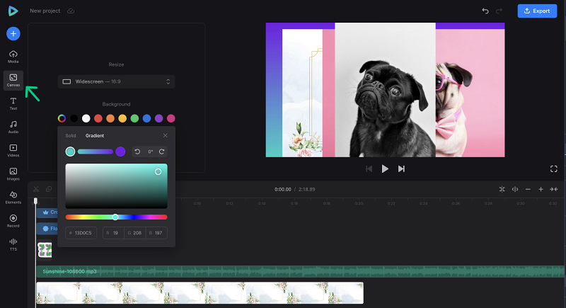 Edit canvas to create an invitation video