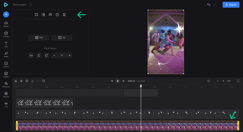 Edit clips in a viral TikTok video