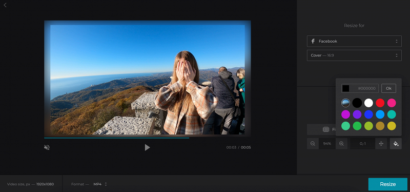 Adjust Facebook video cover