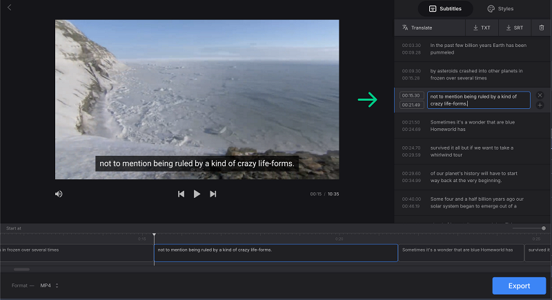 Edit mp4 subtitles
