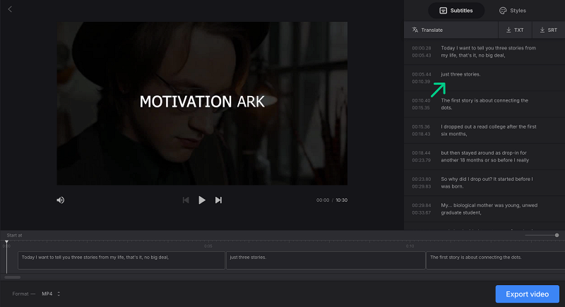 Correct text with MP4 transcription Edit MP4 video to text transcription