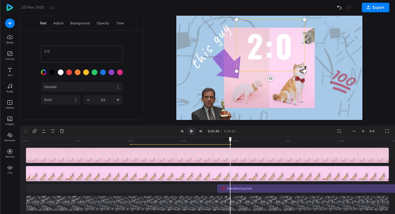 Edit text is side-by-side video