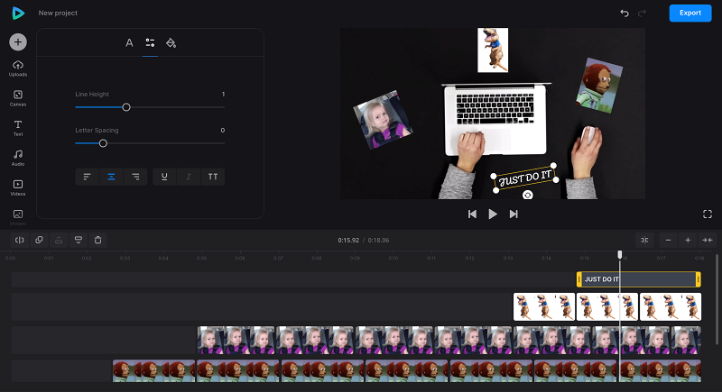Edit text to video with overlay GIFs