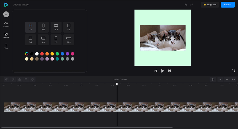 Edit video content canvas settings