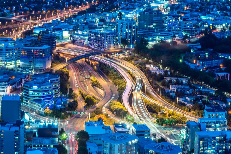 Electric lights in Blue Hour