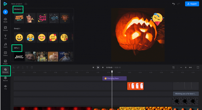 Elements in animated file Elements in Halloween GIF