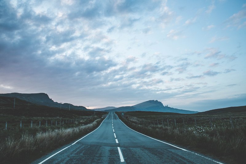 Endless road in Blue Hour