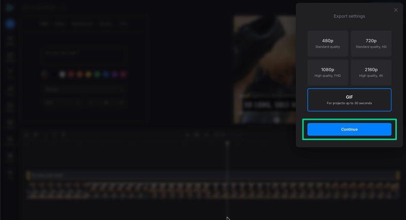 Export GIF from Clideo video editor Export MOV to GIF project