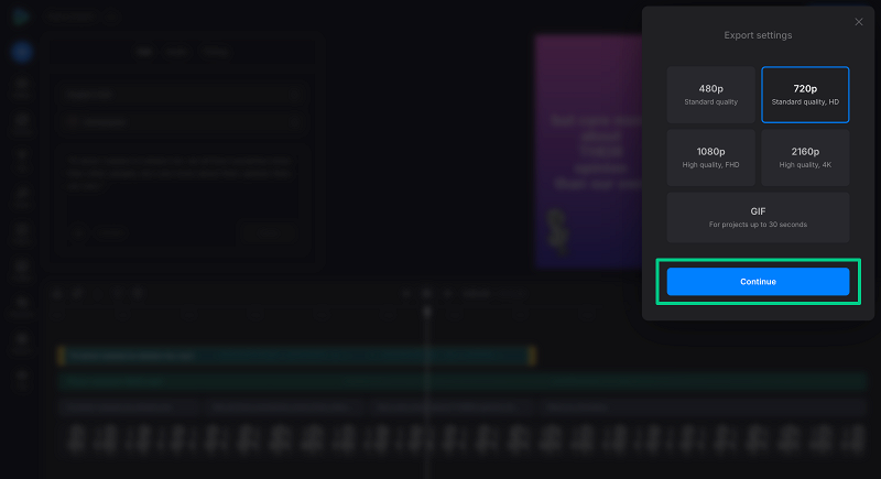 Save the text-only video in a chosen format Export text only video